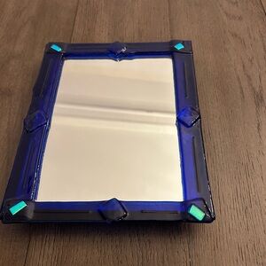 Blue and Teal Glass Frame Mirror